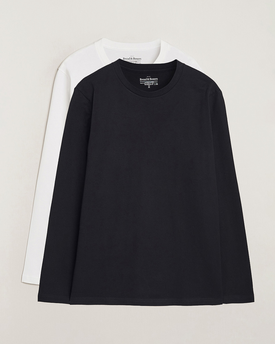 Hombres | Camisetas | Bread & Boxers | 2-pack Long Sleeve T-Shirts White/Black