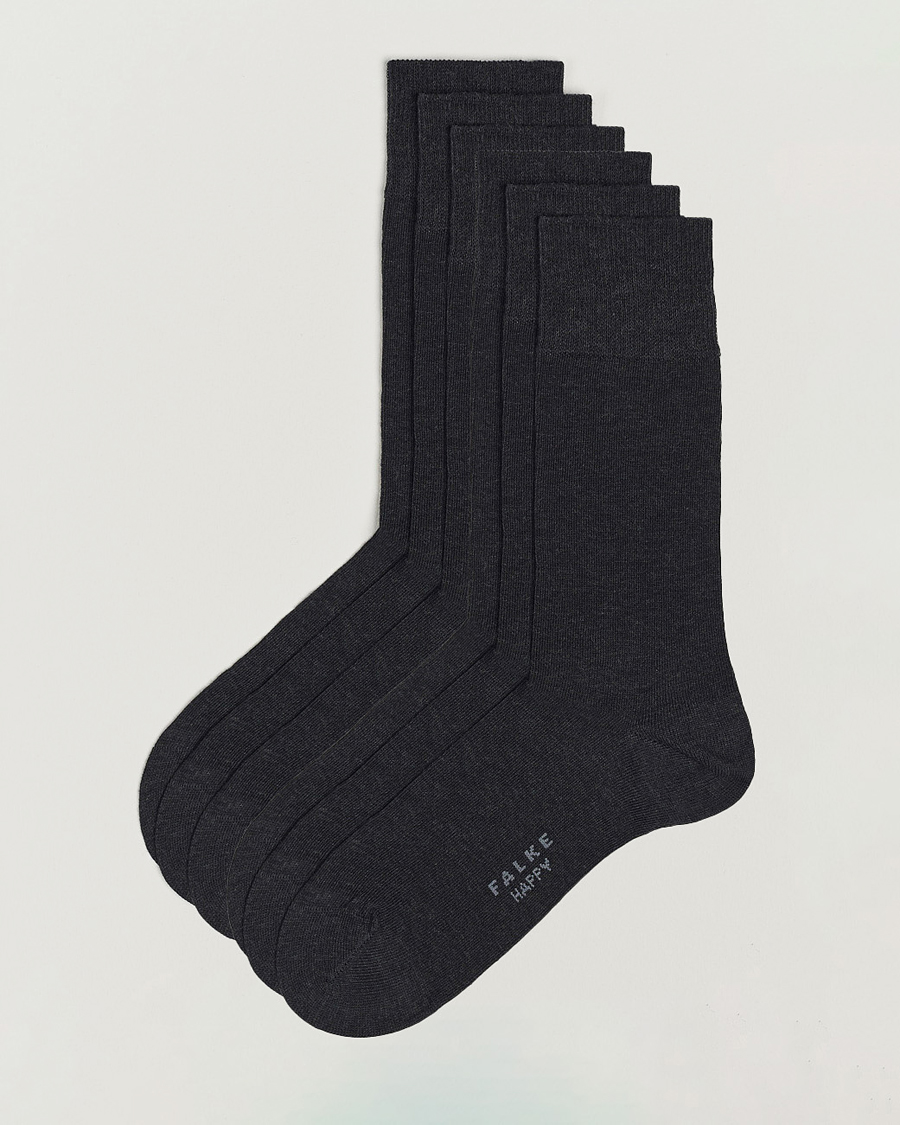 Hombres | Ropa interior y calcetines | Falke | 6-pack Happy Cotton Socks Anthracite Melange
