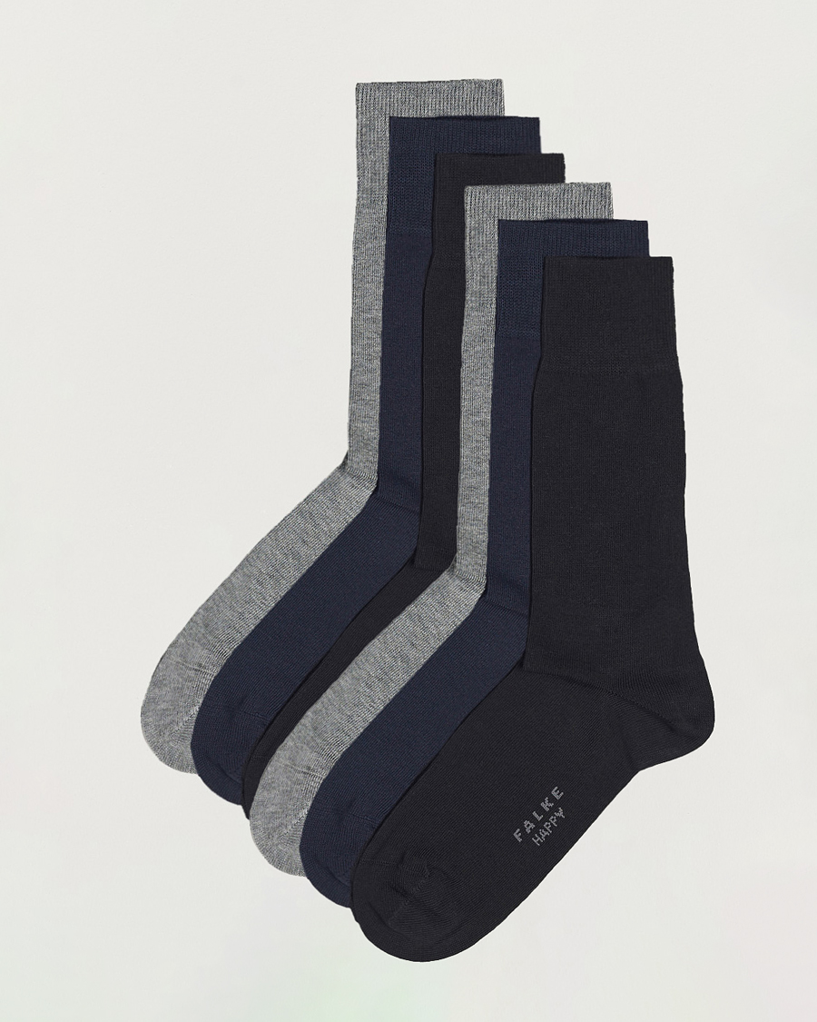 Hombres | Ropa interior y calcetines | Falke | 6-pack Happy Cotton Socks Black/Navy/Light Grey