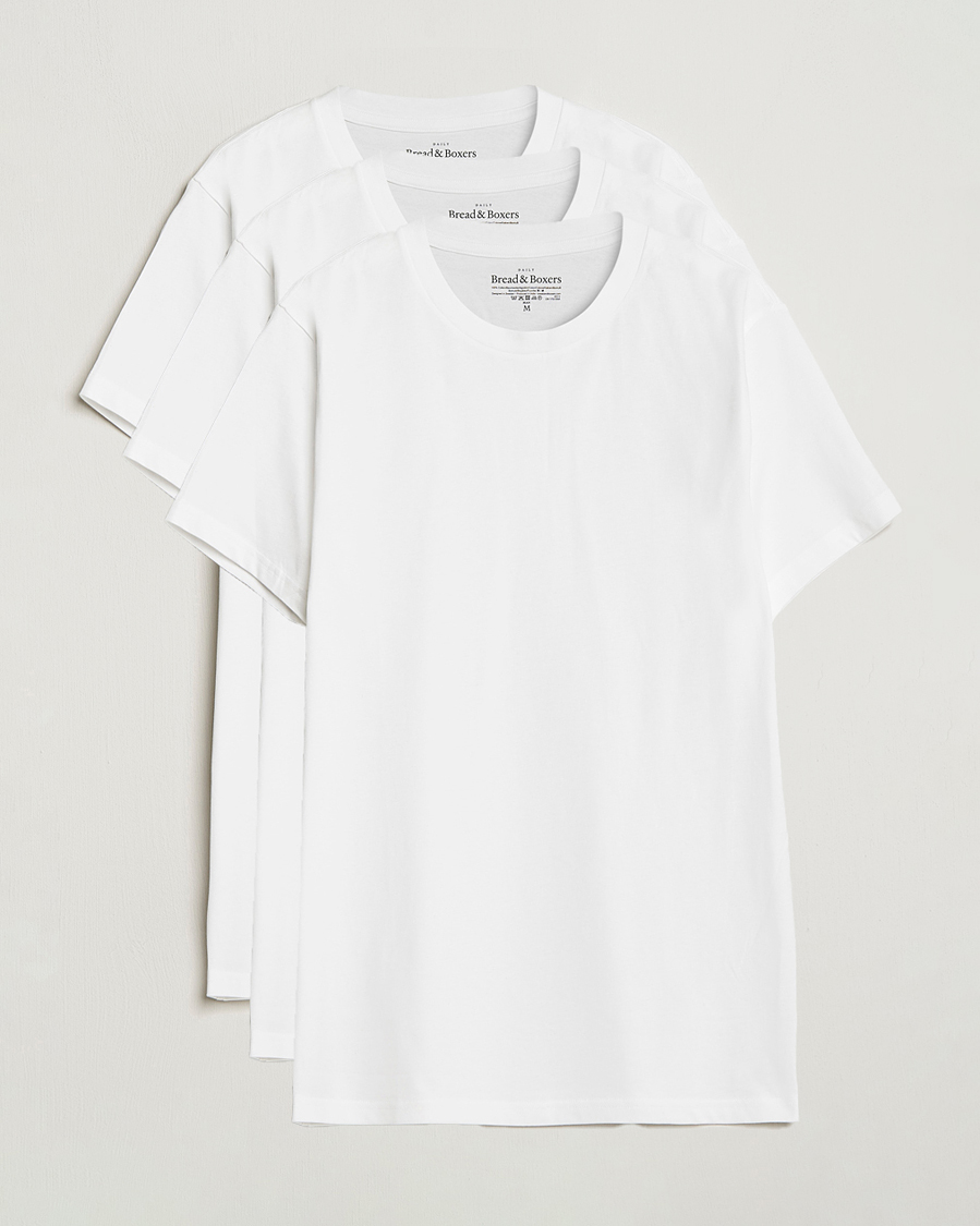 Hombres | Camisetas | Bread & Boxers | 3-pack Crew Neck Regular T-Shirt White