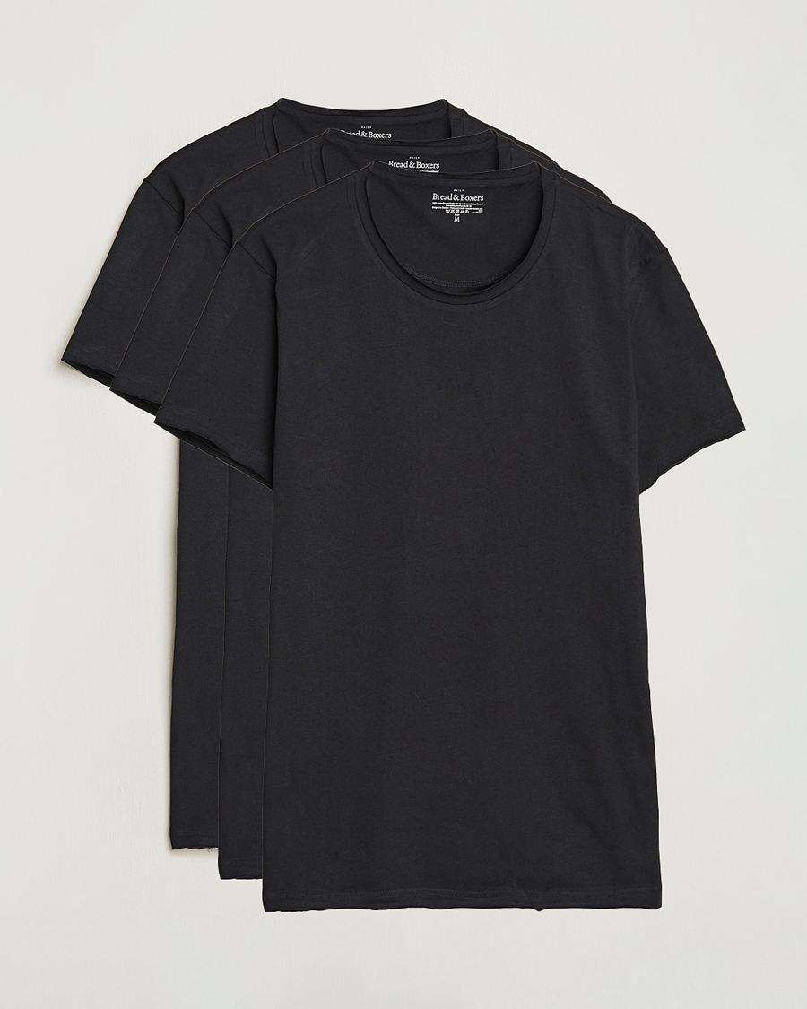 Hombres | Camisetas | Bread & Boxers | 3-pack Crew Neck Relaxed Black