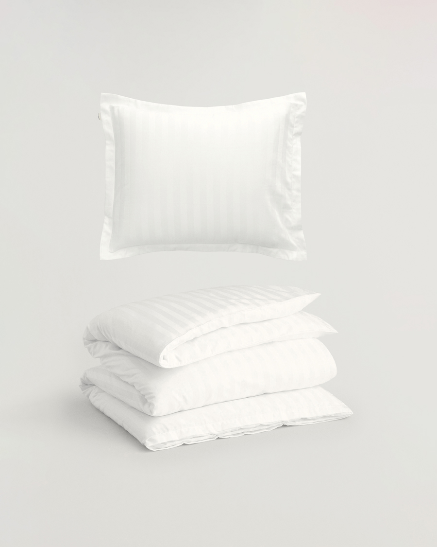 Hombres | Hogar | GANT | Sateen Striped Duvet & Pillowcase Set White