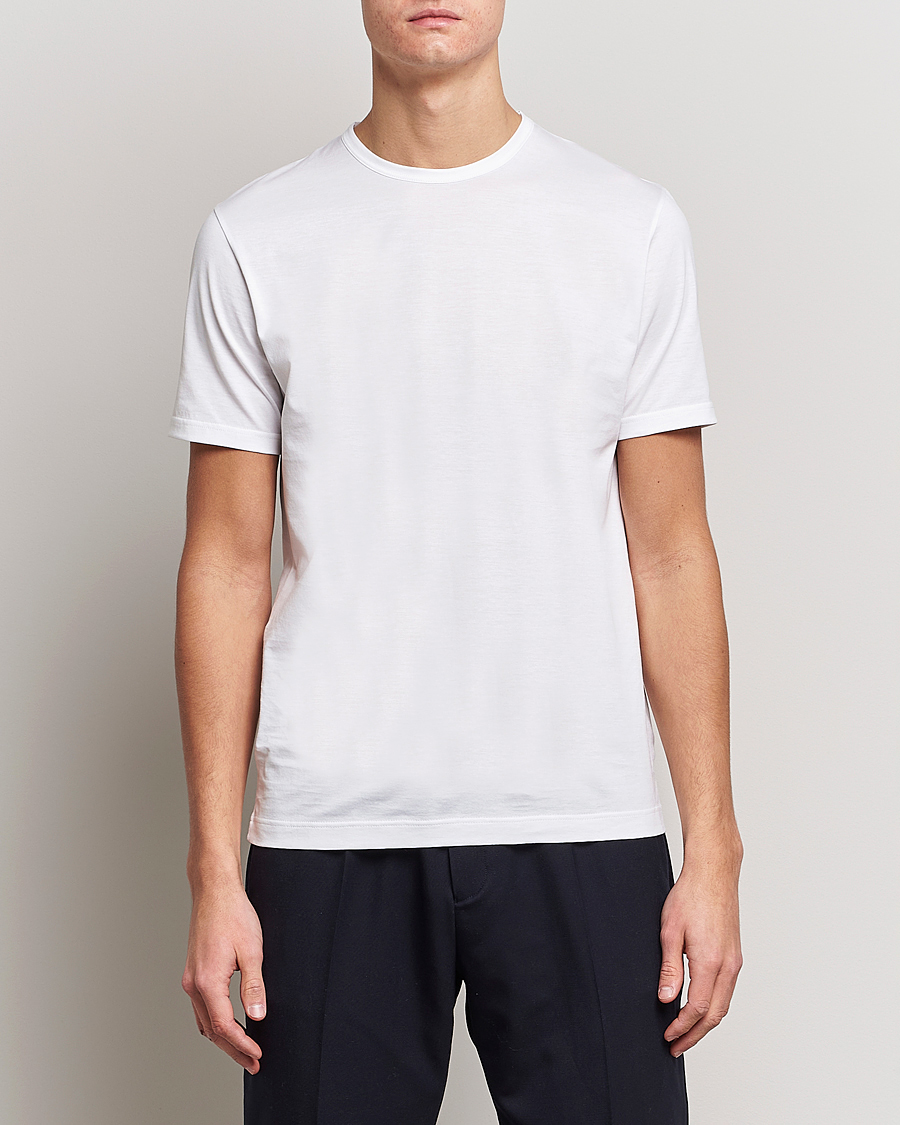 Hombres | Camisetas | Sunspel | 2-Pack Crew Neck Q82 Cotton T-Shirt White & Black