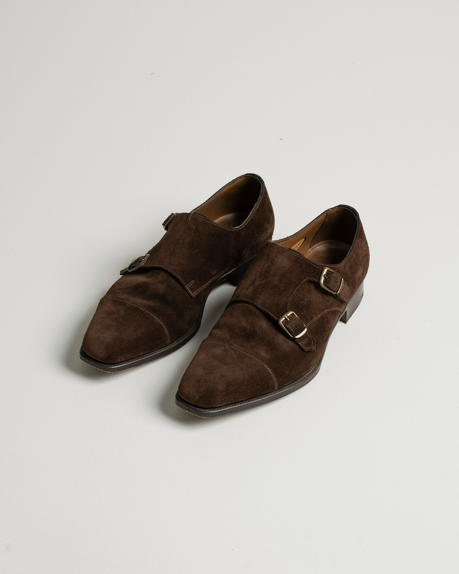 Hombres | Edward Green Westminster Double Monk Mink Suede | Pre-owned | Edward Green Westminster Double Monk Mink Suede