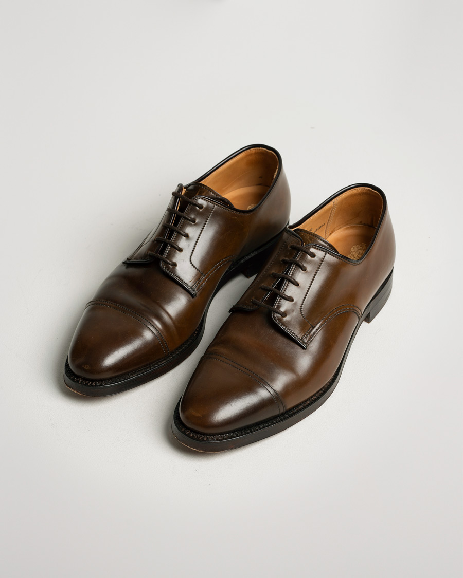 Hombres | Crockett & Jones Bradford Derby Dark Brown Cordovan | Pre-owned | Crockett & Jones Bradford Derby Dark Brown Cordovan