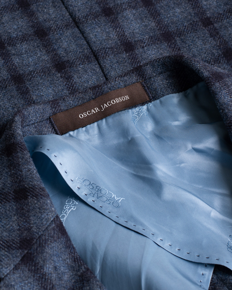 Hombres | Oscar Jacobson Einar Flannel Blazer Blue/Check Ink | Pre-owned | Oscar Jacobson Einar Flannel Blazer Blue/Check Ink