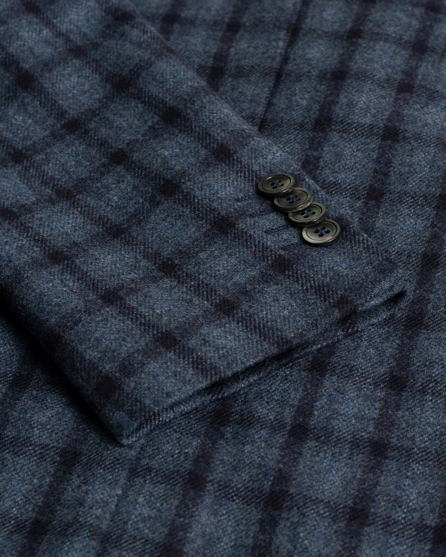 Hombres | Oscar Jacobson Einar Flannel Blazer Blue/Check Ink | Pre-owned | Oscar Jacobson Einar Flannel Blazer Blue/Check Ink