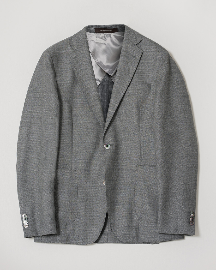 Hombres | Oscar Jacobson Einar Patch Pocket Blazer Grey 48 | Pre-owned | Oscar Jacobson Einar Patch Pocket Blazer Grey 48