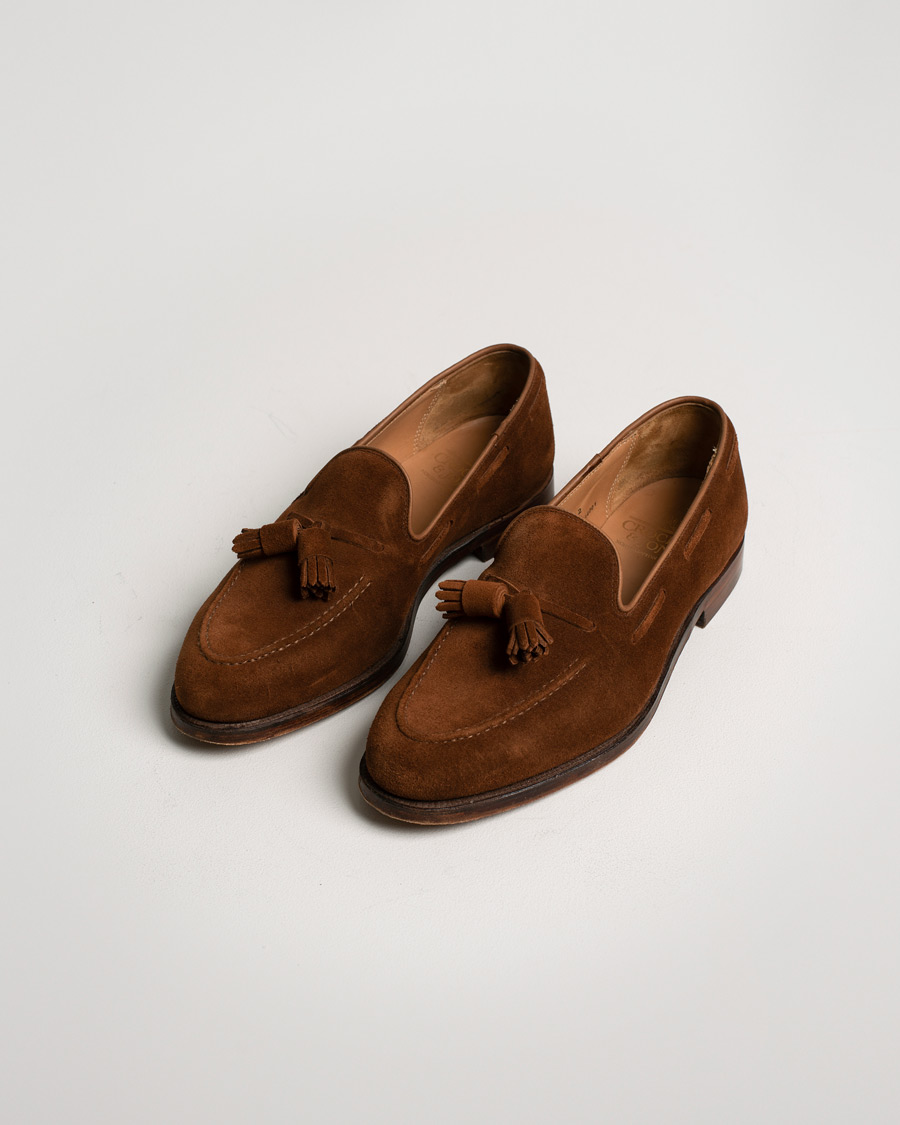 Hombres | Crockett & Jones Cavendish Tassel Loafer Polo Suede | Pre-owned | Crockett & Jones Cavendish Tassel Loafer Polo Suede