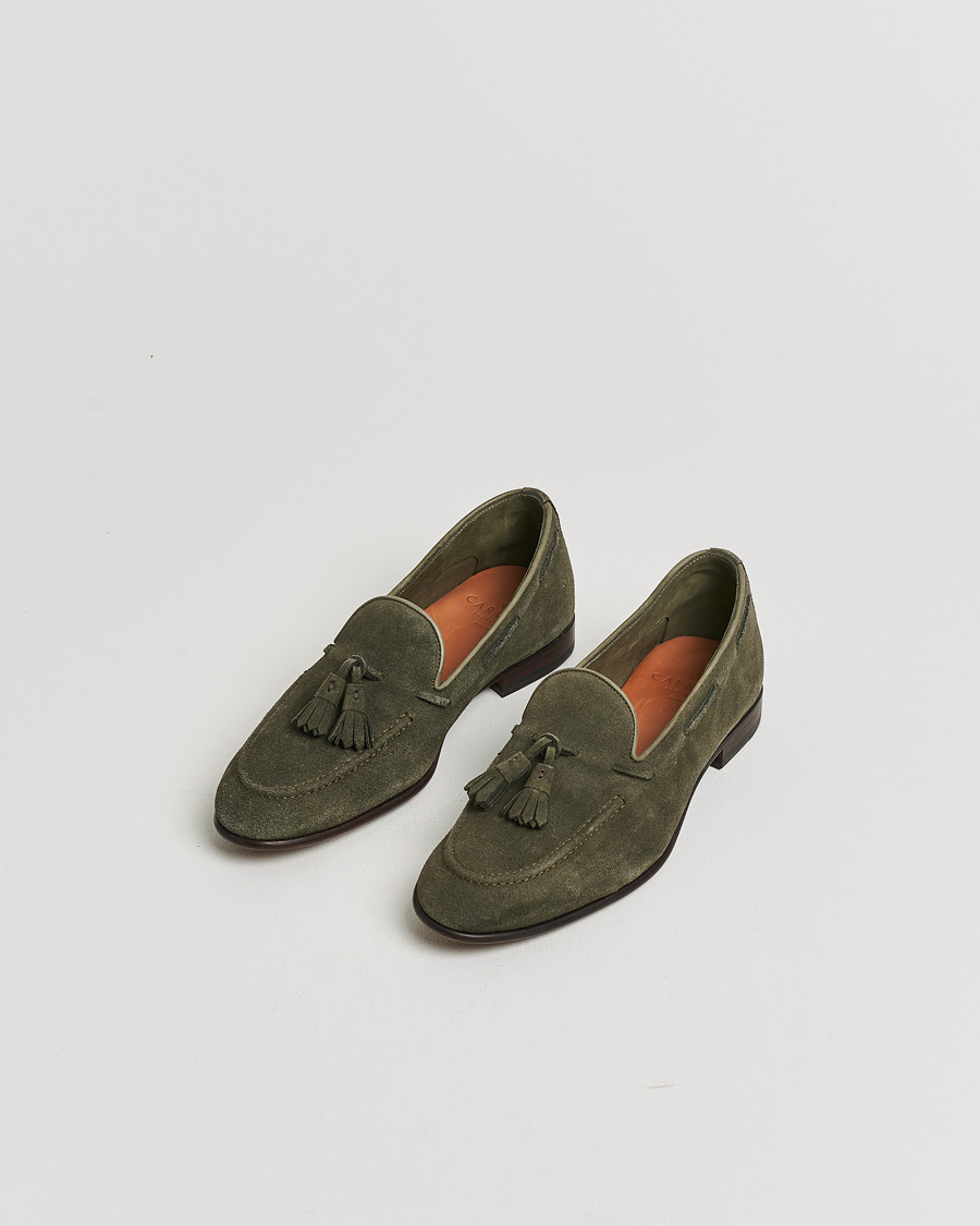Hombres | Pre-owned Zapatos cosidos a mano | Pre-owned | Carmina Unlined Tassel Loafers Grey Suede UK6 - EU39