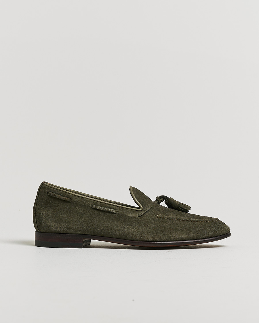 Hombres | Pre-owned Zapatos cosidos a mano | Pre-owned | Carmina Unlined Tassel Loafers Grey Suede UK6 - EU39