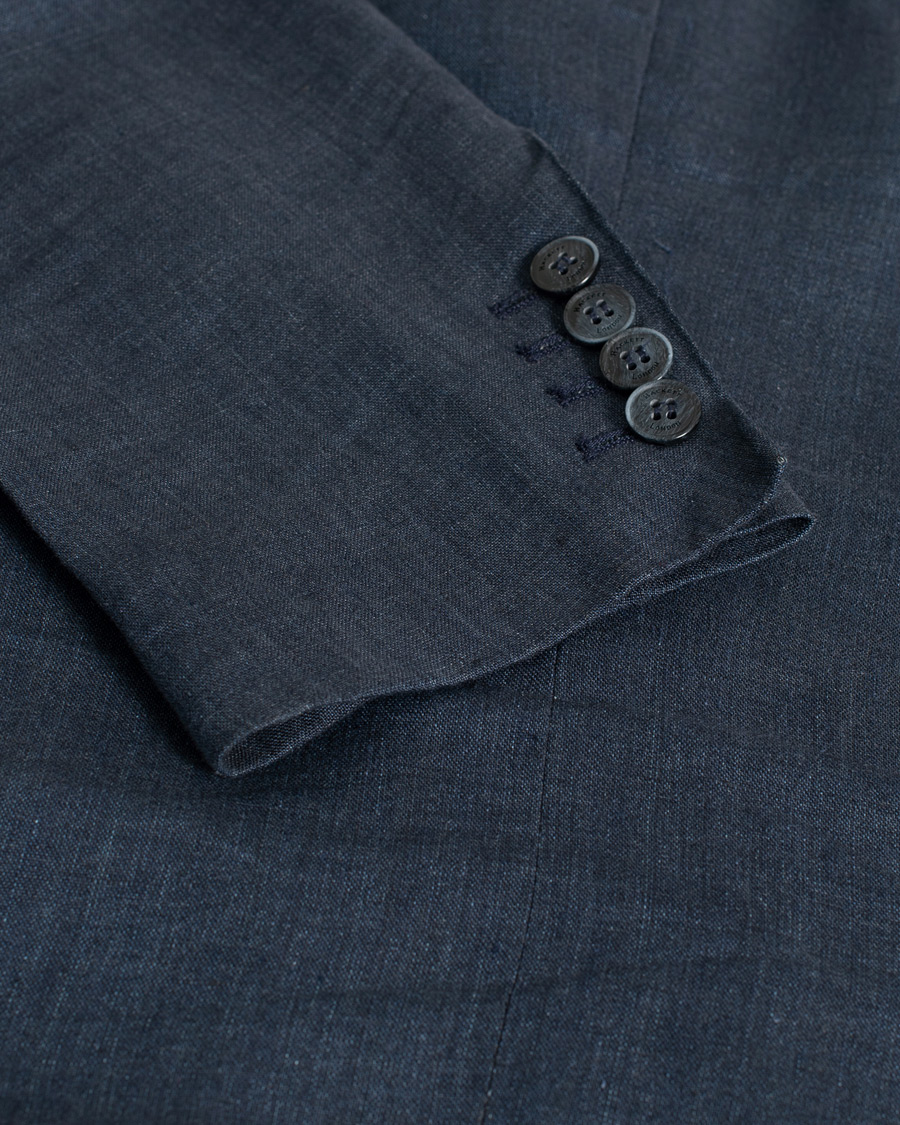 Hombres | Hackett Textured Cotton/Linen Blazer Blue | Pre-owned | Hackett Textured Cotton/Linen Blazer Blue