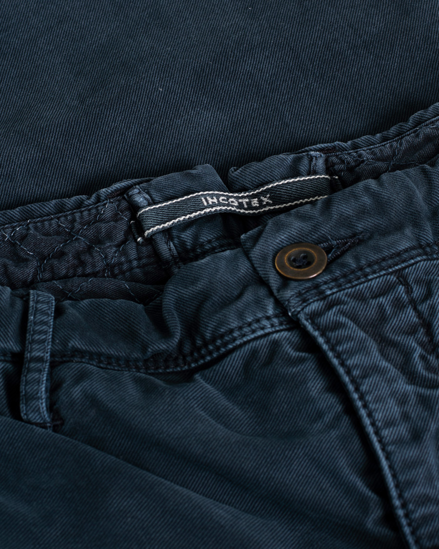 Hombres | Incotex Slim Fit Garment Dyed Washed Chino Navy | Pre-owned | Incotex Slim Fit Garment Dyed Washed Chino Navy