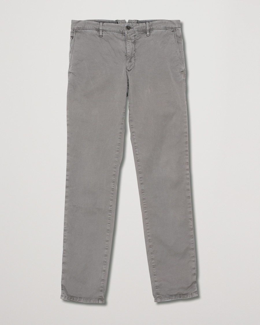 Hombres | Incotex Slim Fit Garment Dyed Washed Chino Grå W33 | Pre-owned | Incotex Slim Fit Garment Dyed Washed Chino Grå W33