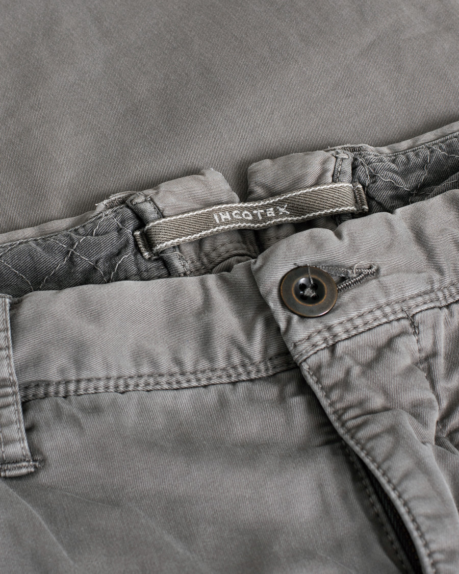 Hombres | Incotex Slim Fit Garment Dyed Washed Chino Grå W33 | Pre-owned | Incotex Slim Fit Garment Dyed Washed Chino Grå W33