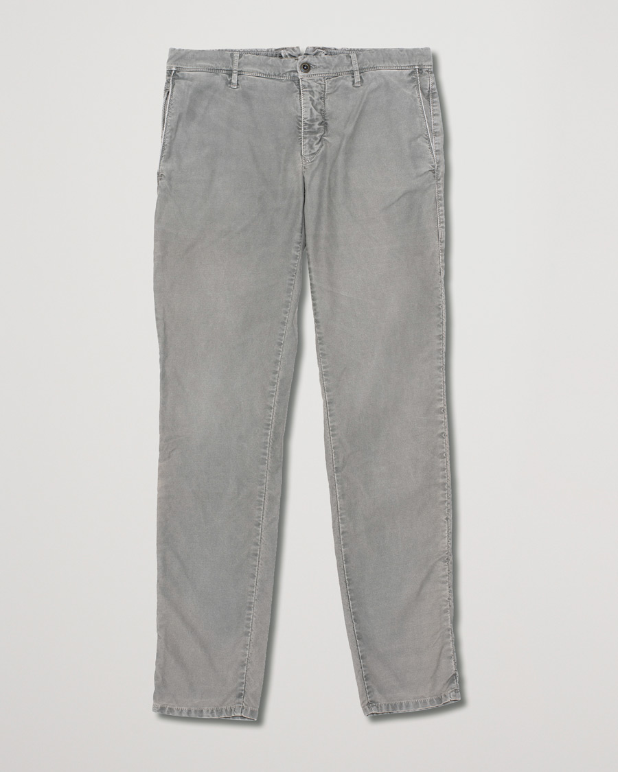 Hombres | Incotex Slim Fit Garment Dyed Washed Chino Grey W34 | Pre-owned | Incotex Slim Fit Garment Dyed Washed Chino Grey W34