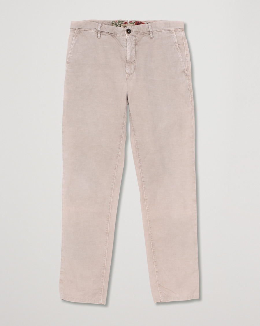 Hombres | Slim Fit Linen/Cotton Chino Beige W34 | Pre-owned | Slim Fit Linen/Cotton Chino Beige W34