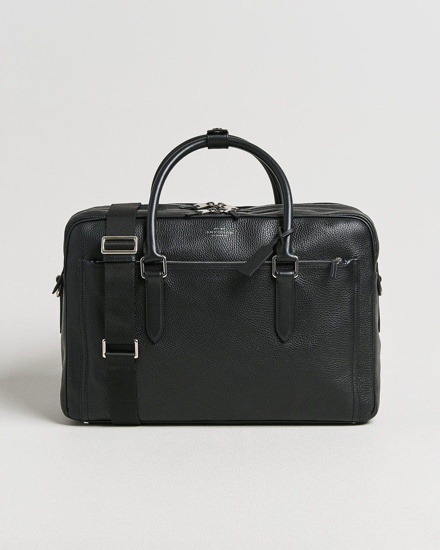 Hombres | Smythson Burlington 24 Hour Bag Black Deerskin | Pre-owned | Smythson Burlington 24 Hour Bag Black Deerskin