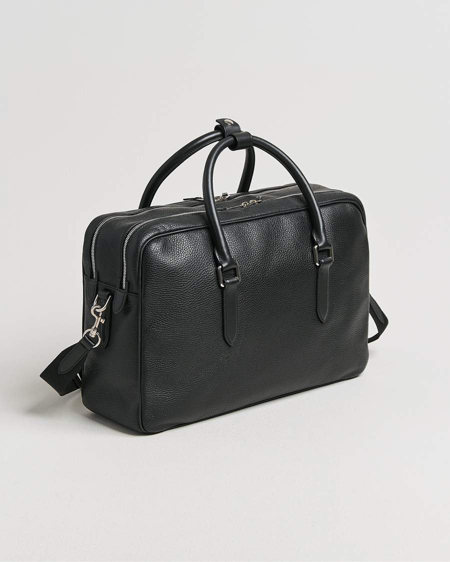Hombres | Smythson Burlington 24 Hour Bag Black Deerskin | Pre-owned | Smythson Burlington 24 Hour Bag Black Deerskin
