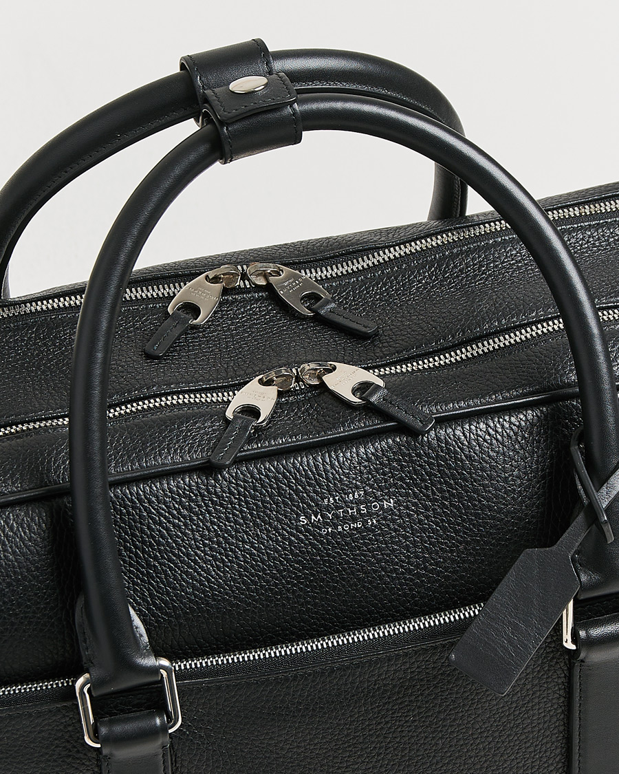 Hombres | Smythson Burlington 24 Hour Bag Black Deerskin | Pre-owned | Smythson Burlington 24 Hour Bag Black Deerskin