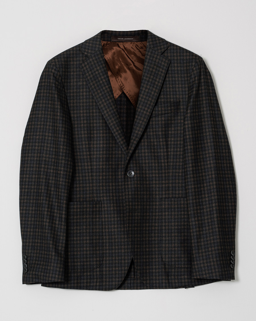Hombres | Oscar Jacobson Epic Check Fratelli Tallia Di Delfino Blazer Brown 92 | Pre-owned | Oscar Jacobson Epic Check Fratelli Tallia Di Delfino Blazer Brown 92