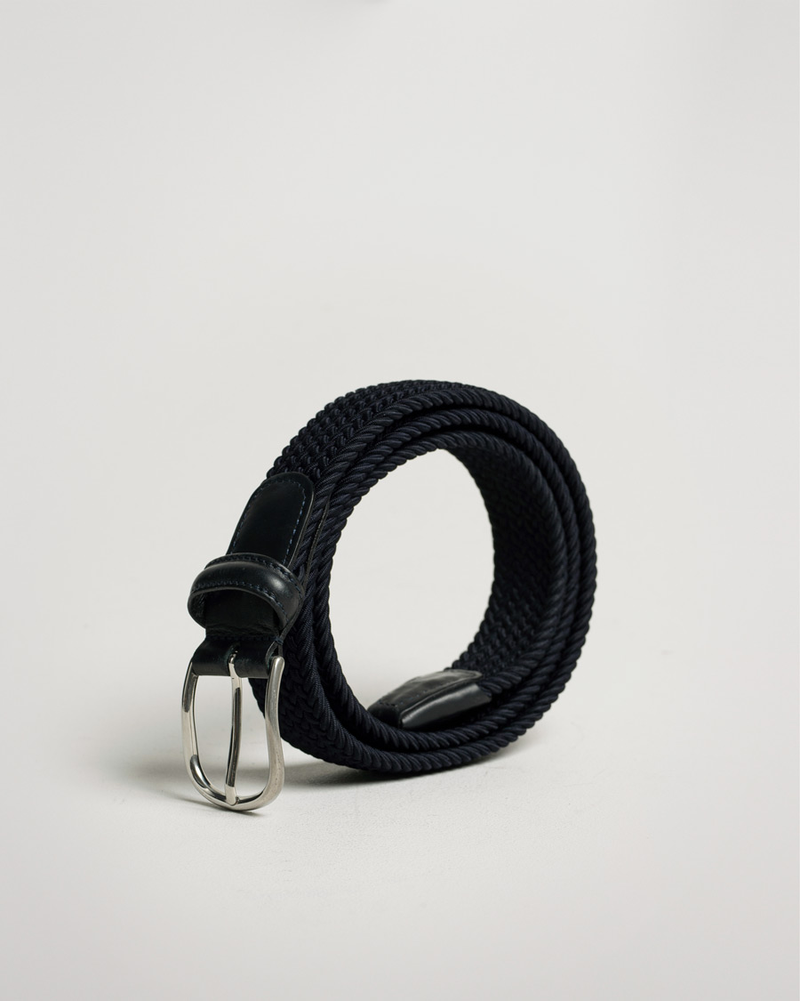 Hombres | Anderson's Stretch Woven 3,5 cm Belt Navy | Pre-owned | Anderson's Stretch Woven 3,5 cm Belt Navy