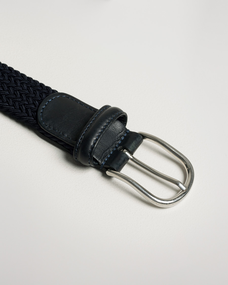 Hombres | Anderson's Stretch Woven 3,5 cm Belt Navy | Pre-owned | Anderson's Stretch Woven 3,5 cm Belt Navy