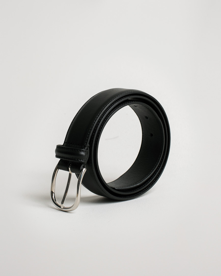 Hombres | Anderson's Double Nappa Calf 3,5 cm Belt Black | Pre-owned | Anderson's Double Nappa Calf 3,5 cm Belt Black