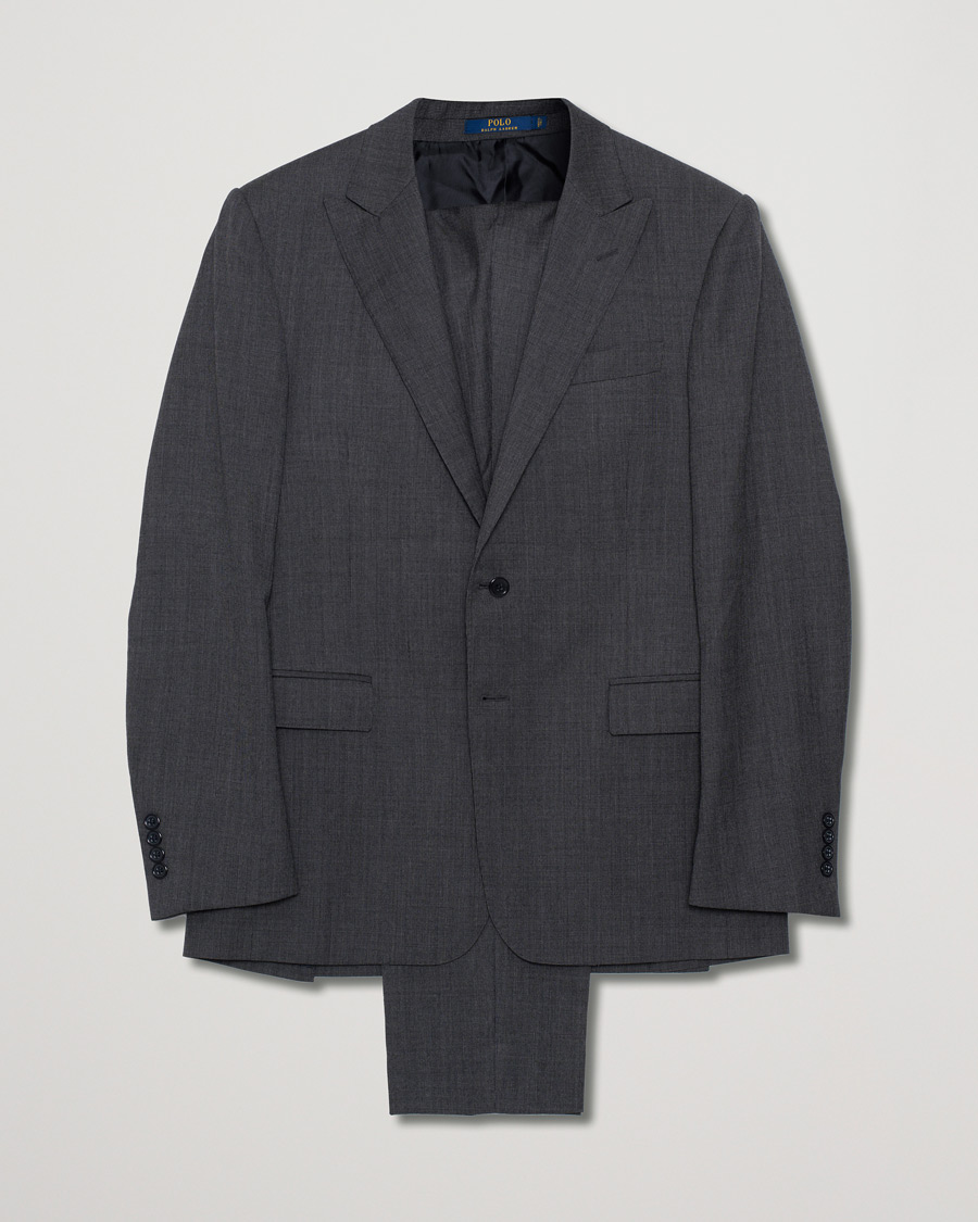 Hombres | Trajes | Pre-owned | Polo Ralph Lauren Clothing Connery Peak Lapel Wool Suit Grey