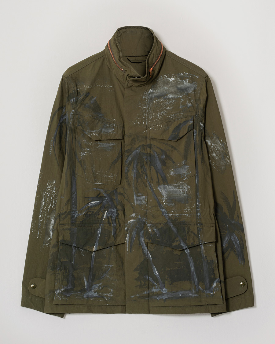 Hombres | Abrigos y chaquetas | Pre-owned | President's Safety Vintage Nylon Washed Hand Paint Jacket Army M