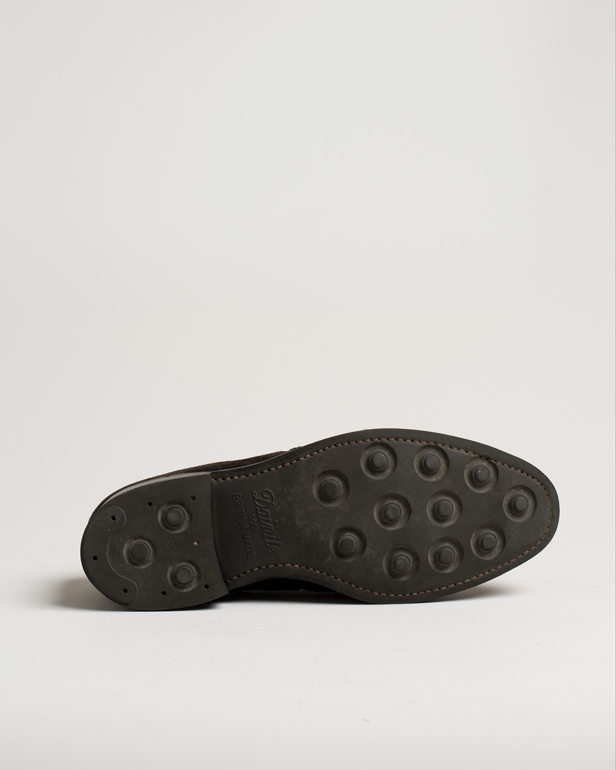 Hombres | Loake 1880 MTO Temple Dainite Loafer Dark Brown Suede | Pre-owned | Loake 1880 MTO Temple Dainite Loafer Dark Brown Suede