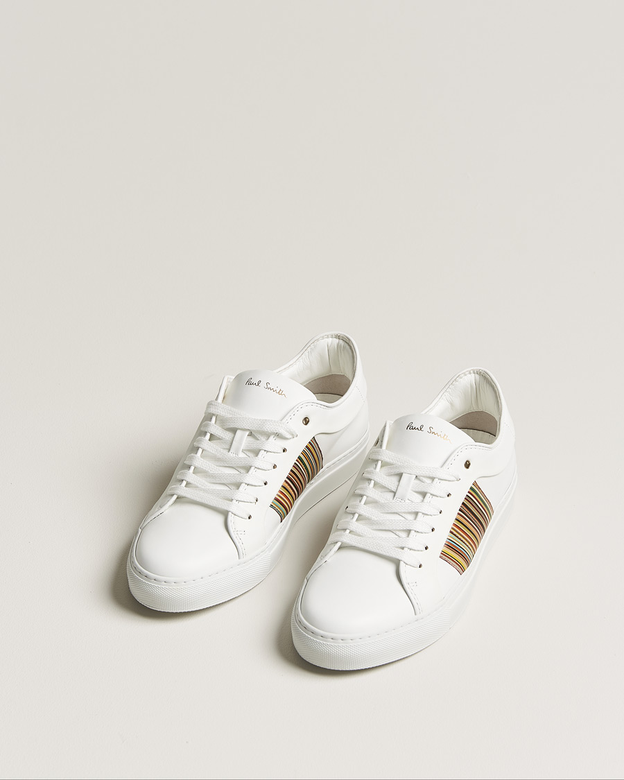 Hombres | Paul Smith Ivo Sneaker White Multistripe Nappa | Pre-owned | Paul Smith Ivo Sneaker White Multistripe Nappa