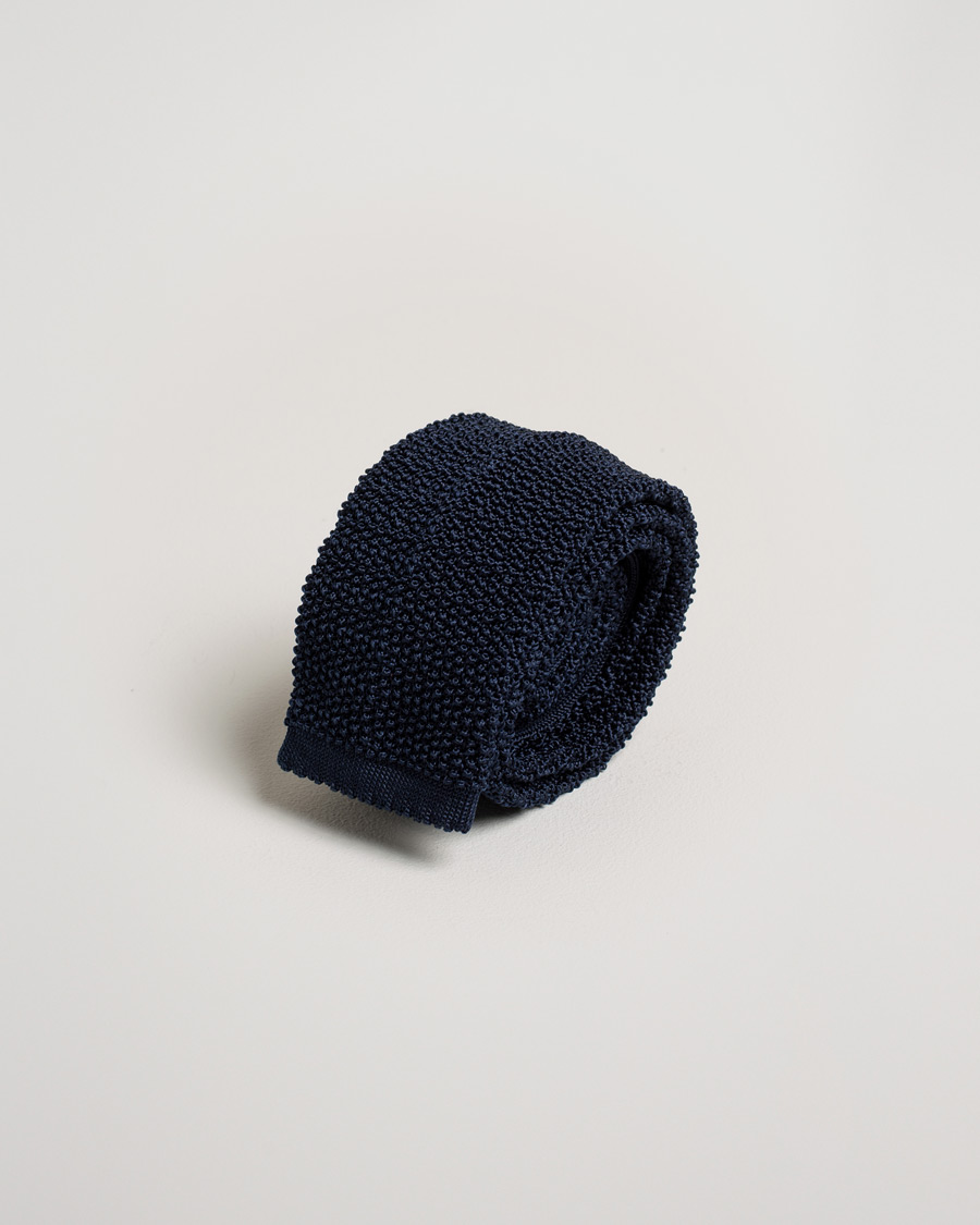Hombres | Drake's Knitted Silk 6.5 cm Tie Navy | Pre-owned | Drake's Knitted Silk 6.5 cm Tie Navy