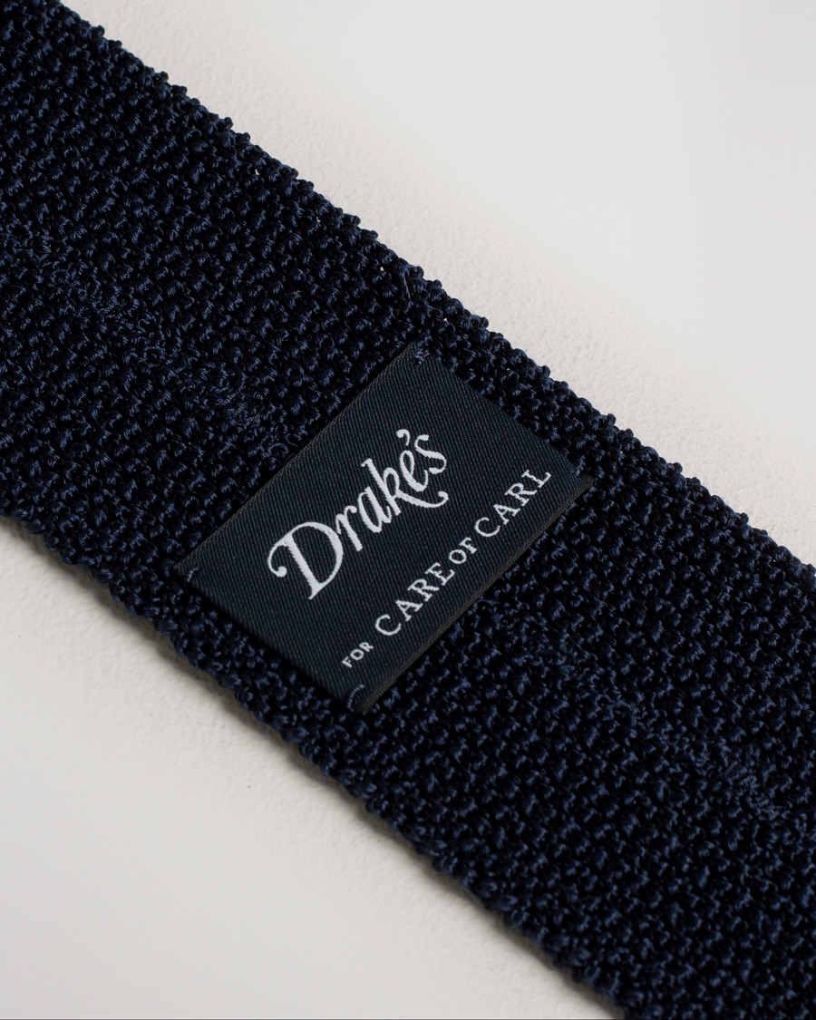 Hombres | Drake's Knitted Silk 6.5 cm Tie Navy | Pre-owned | Drake's Knitted Silk 6.5 cm Tie Navy
