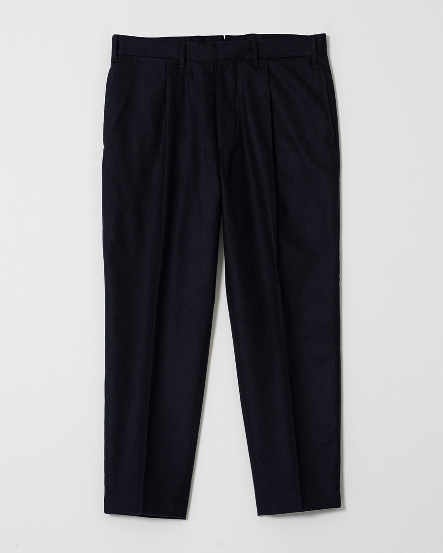 Hombres | The Gigi Tonga Stretch Flannel Pleated Trousers Navy 48 | Pre-owned | The Gigi Tonga Stretch Flannel Pleated Trousers Navy 48