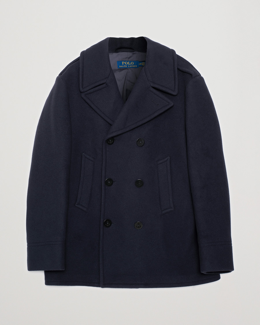 Hombres | Polo Ralph Lauren Wool Peacoat Navy | Pre-owned | Polo Ralph Lauren Wool Peacoat Navy
