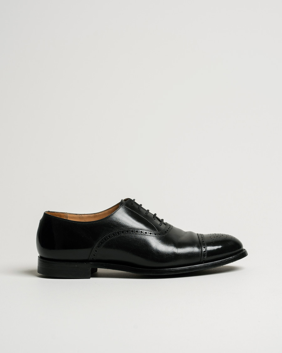 Hombres | Crockett & Jones Hatton Brogue City Sole Black Calf | Pre-owned | Crockett & Jones Hatton Brogue City Sole Black Calf