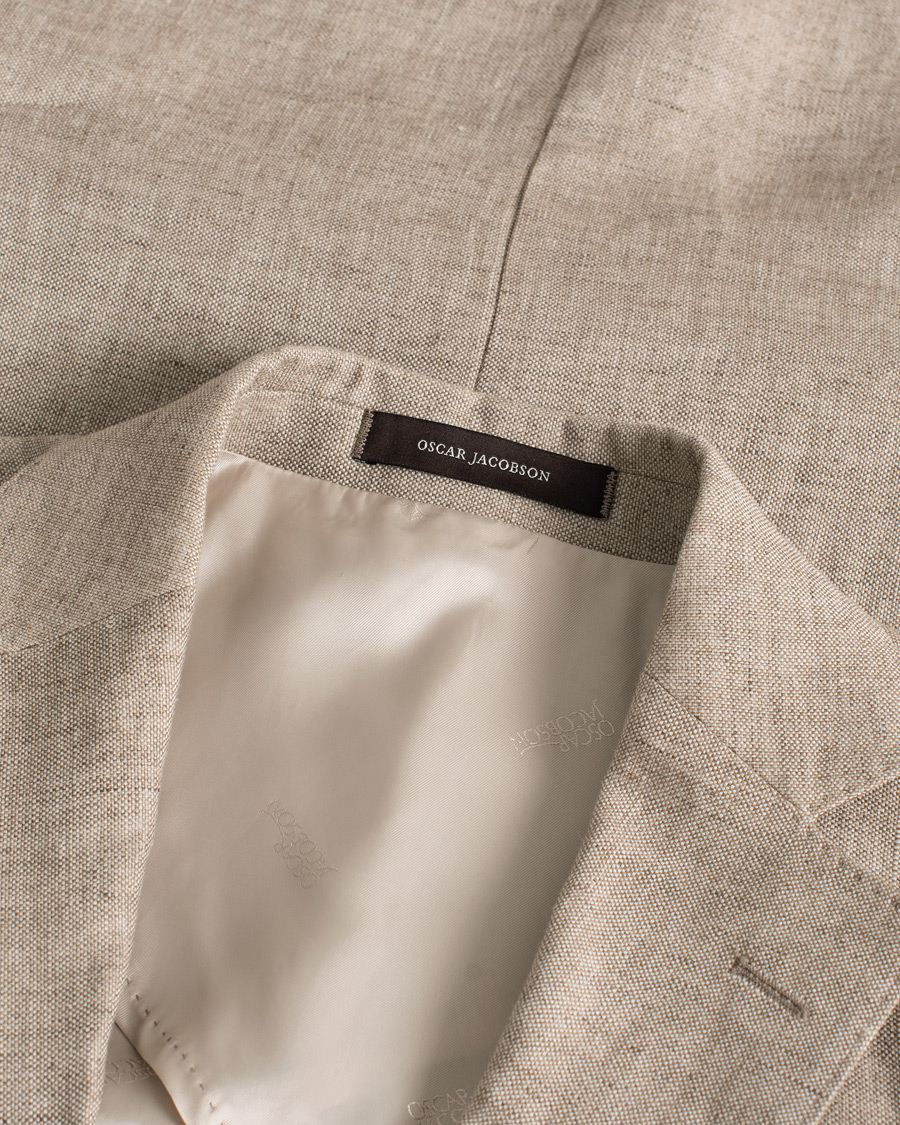 Hombres | Oscar Jacobson Egel Linen Blazer Beige | Pre-owned | Oscar Jacobson Egel Linen Blazer Beige