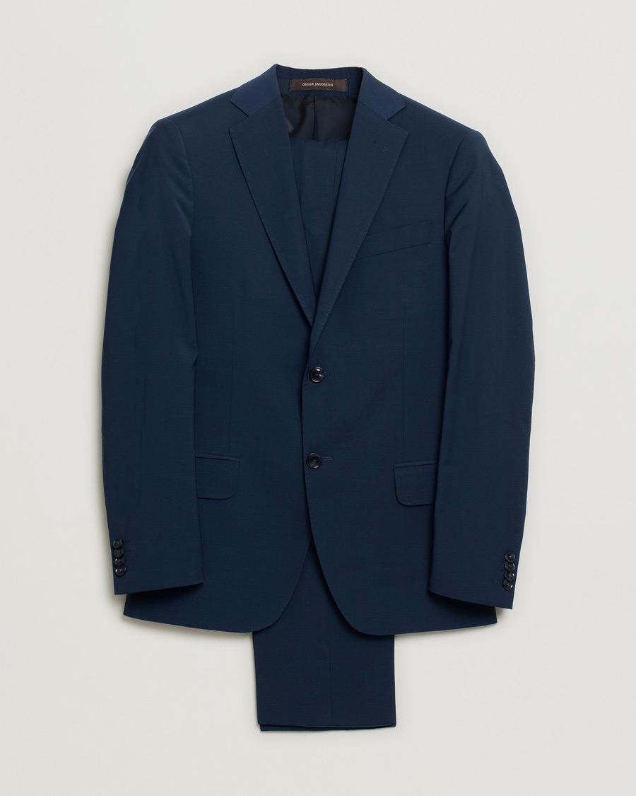 Hombres | Blazers | Pre-owned | Oscar Jacobson Wool Stretch Suit Blue 46/48