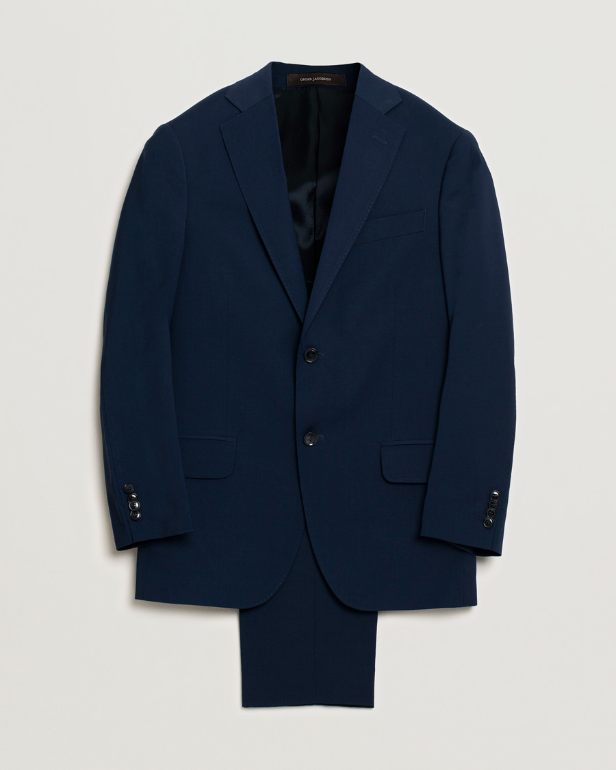 Hombres | Blazers | Pre-owned | Oscar Jacobson Edmund/Denz Wool Stretch Suit Blue 46