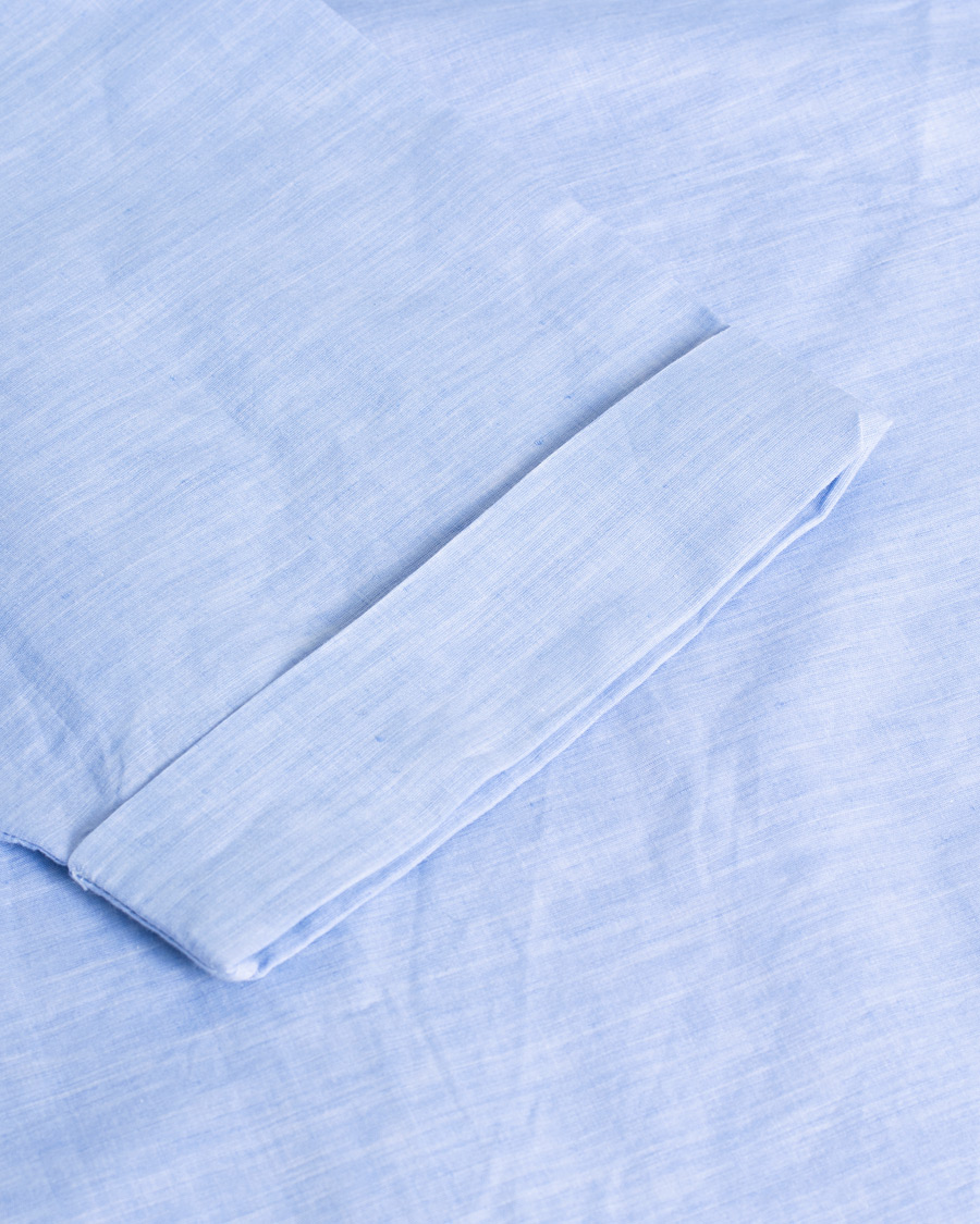 Hombres | Sunspel Short Sleeve Melange Camp Collar Shirt Blue Linen | Pre-owned | Sunspel Short Sleeve Melange Camp Collar Shirt Blue Linen