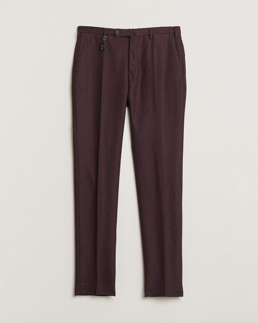 Hombres | Pre-owned Pantalones | Pre-owned | Incotex Slim Fit Super 100's Wool Flannel Trousers Burgundy 48