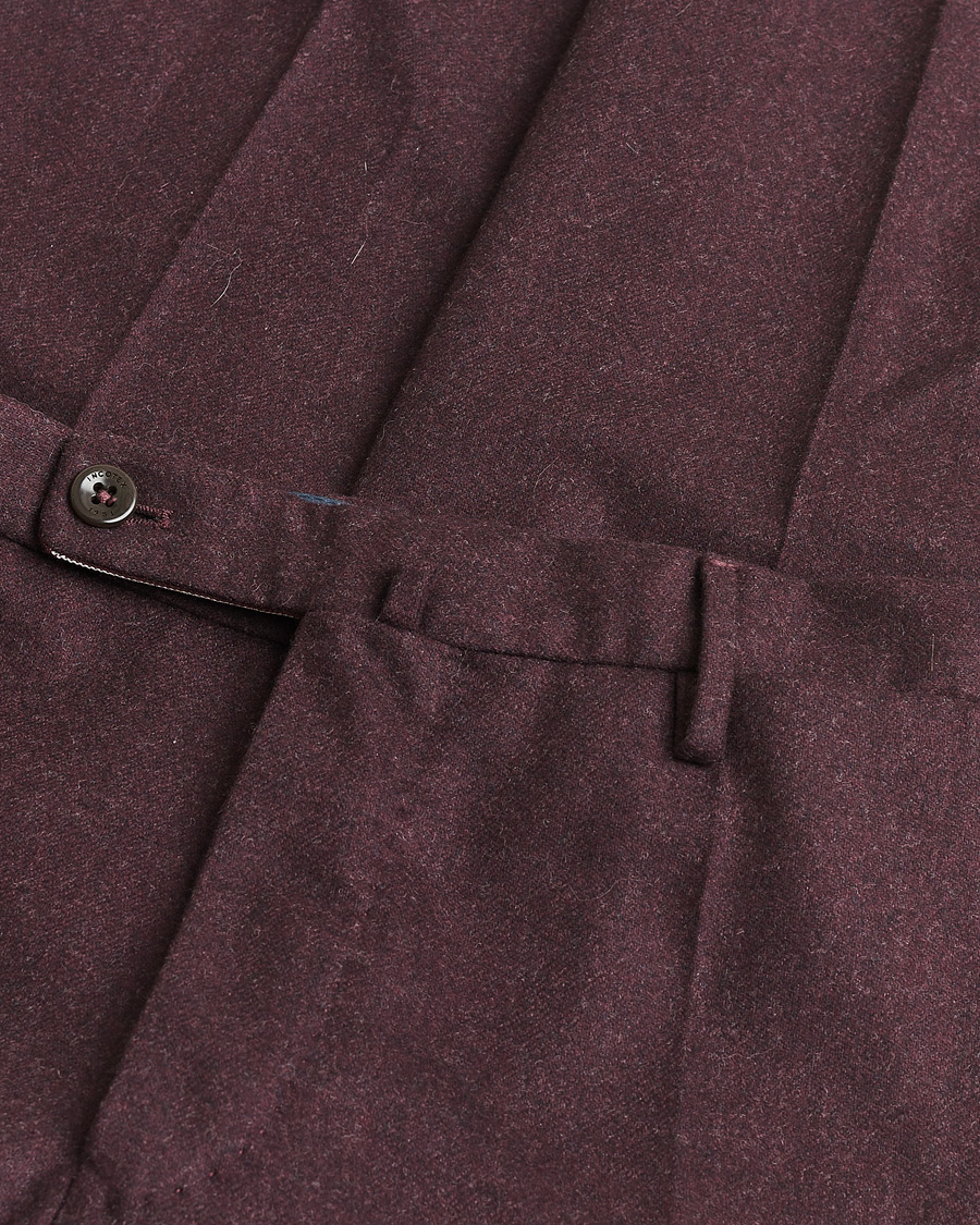 Hombres | Pre-owned Pantalones | Pre-owned | Incotex Slim Fit Super 100's Wool Flannel Trousers Burgundy 48