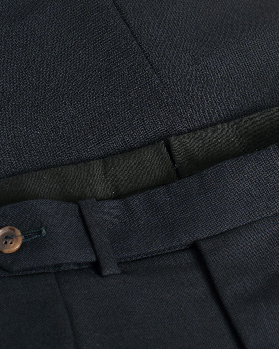 Hombres | Berg&Berg Arnold Pleated Side Adjuster Wool Trousers Navy 48 | Pre-owned | Berg&Berg Arnold Pleated Side Adjuster Wool Trousers Navy 48