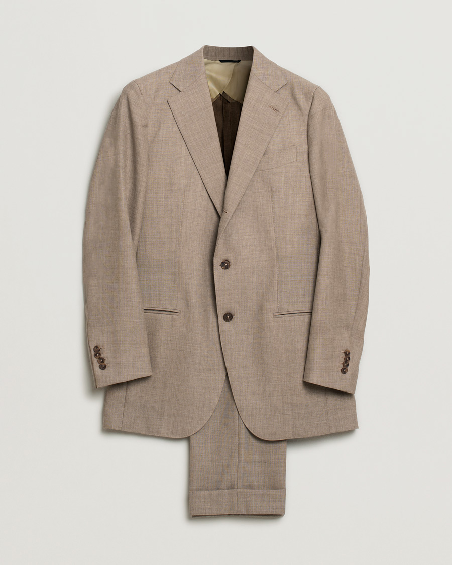 Hombres | Trajes | Pre-owned | Berg&Berg Dan Wool Suit Taupe Melange 50