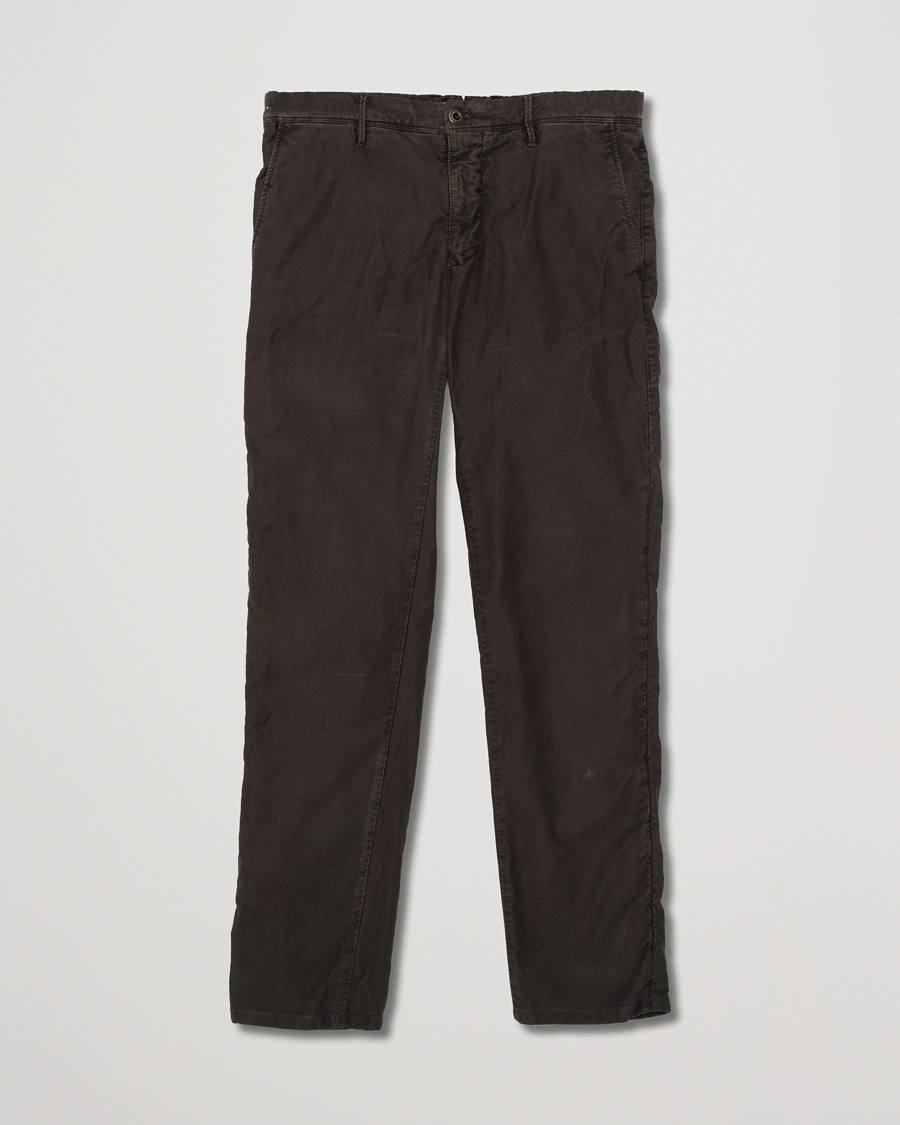 Hombres | Incotex Slim Fit Garment Dyed Washed Slacks Dark Brown | Pre-owned | Incotex Slim Fit Garment Dyed Washed Slacks Dark Brown