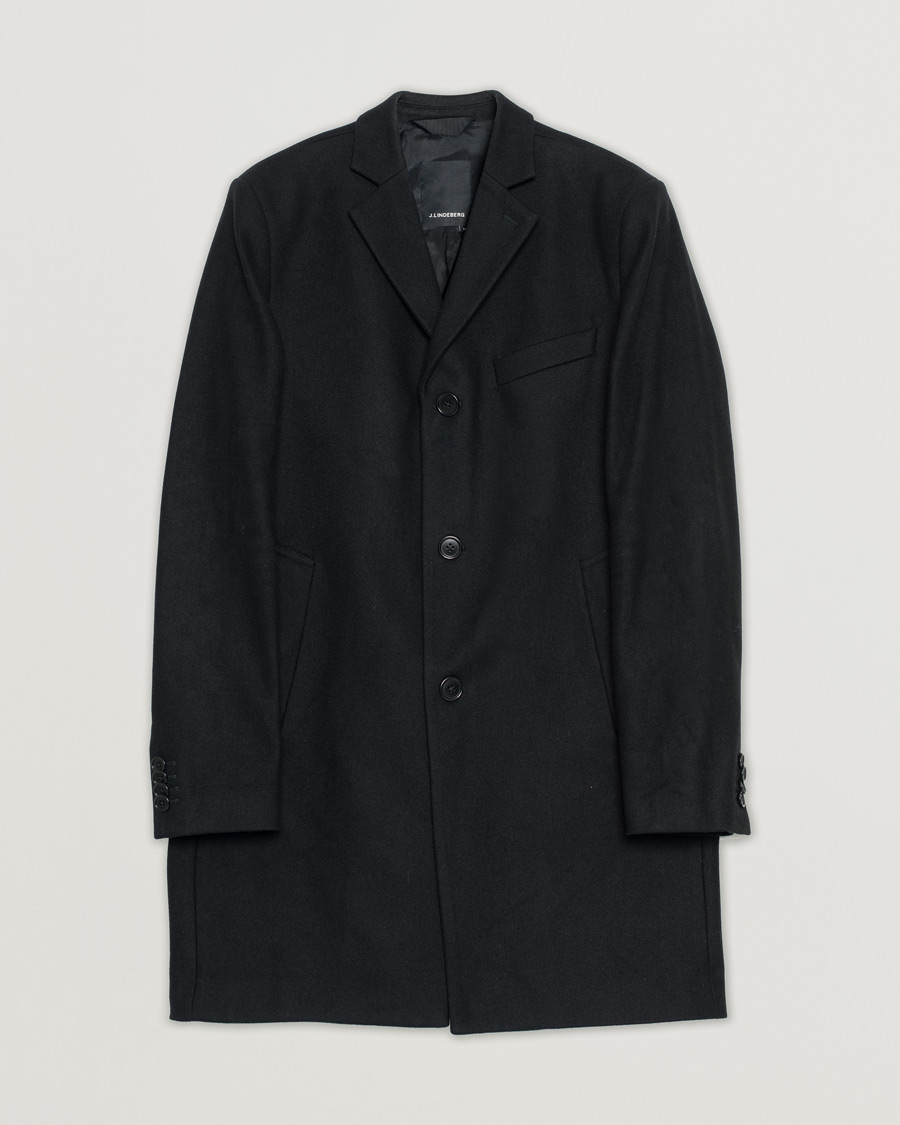 Hombres | J.Lindeberg Wolger Compact Melton Coat Black | Pre-owned | J.Lindeberg Wolger Compact Melton Coat Black