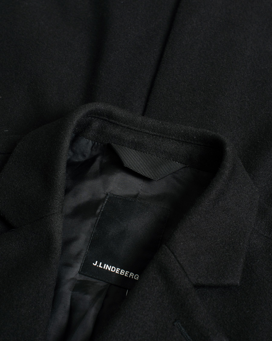 Hombres | J.Lindeberg Wolger Compact Melton Coat Black | Pre-owned | J.Lindeberg Wolger Compact Melton Coat Black