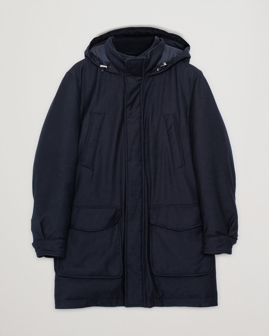 Hombres | Morris Heritage Brunate Limited Wool Down Parka Navy | Pre-owned | Morris Heritage Brunate Limited Wool Down Parka Navy