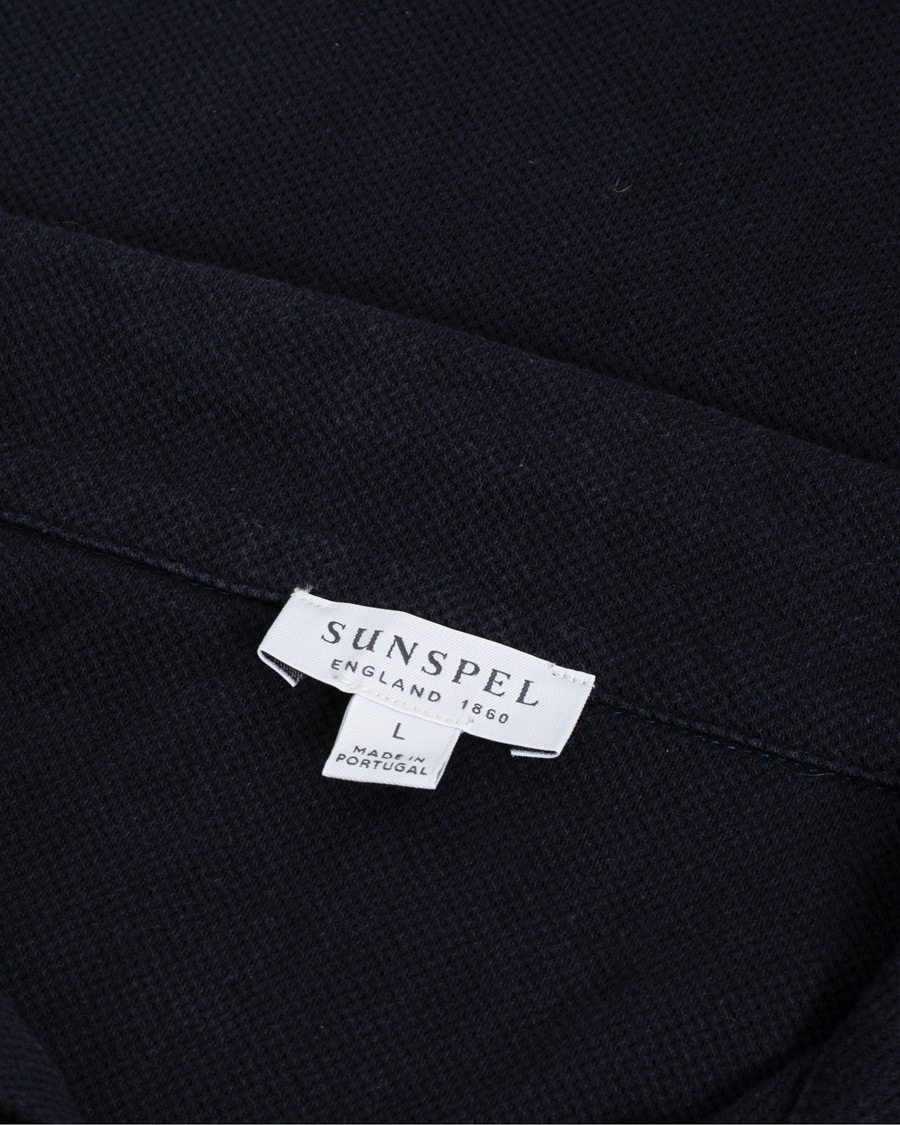 Hombres | Jerséis y prendas de punto | Pre-owned | Sunspel Riviera Long Sleve Polo Navy